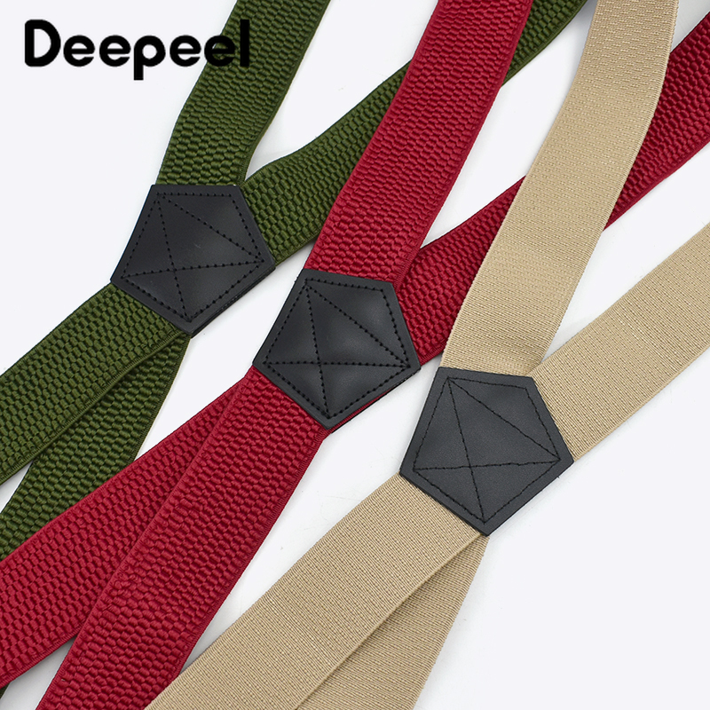 Deepeel-suspender para hombre de 3,5x120cm, hebilla de gancho negra, 4 correas de Clips, tirantes en forma de X, tirantes elásticos de grano de maíz, suspensorio masculino