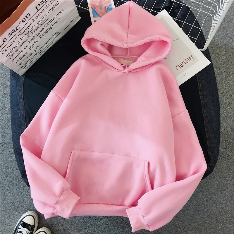 Sudadera con capucha Lisa informal para mujer, sudaderas elásticas cómodas, ropa cálida con bolsillos holgados, jerséis de calle a la moda para mujer 2024