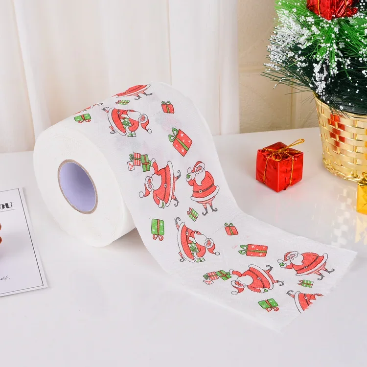 Toilet Paper Christmas Pattern Series Roll Paper Santa Claus Reindeer Hygienic Paper Creative Toilet Papers Rolls Funny Napkins