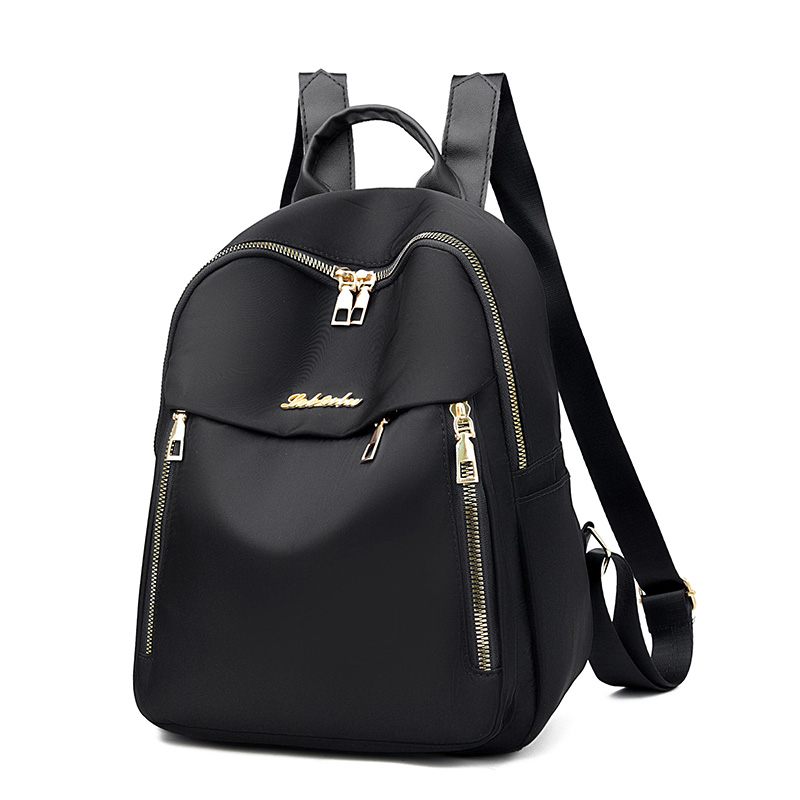 1 women's travel backpack, large capacity Oxford cloth nylon backpack, with adjustable shoulder straps, black color, zipper clos