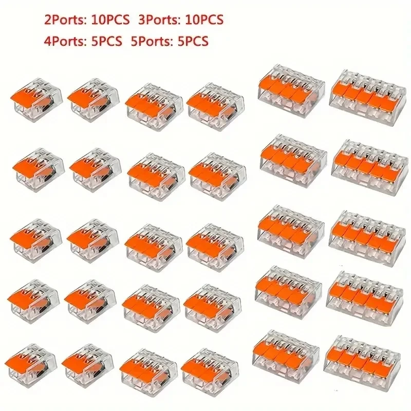 30 ชิ้น Quick ตัวเชื่อมต่อสายไฟ 30 1 In และ Out Fast สายไฟฟ้า Clamp Kit Connector Terminal 30 ชิ้นสีส้ม Combinat