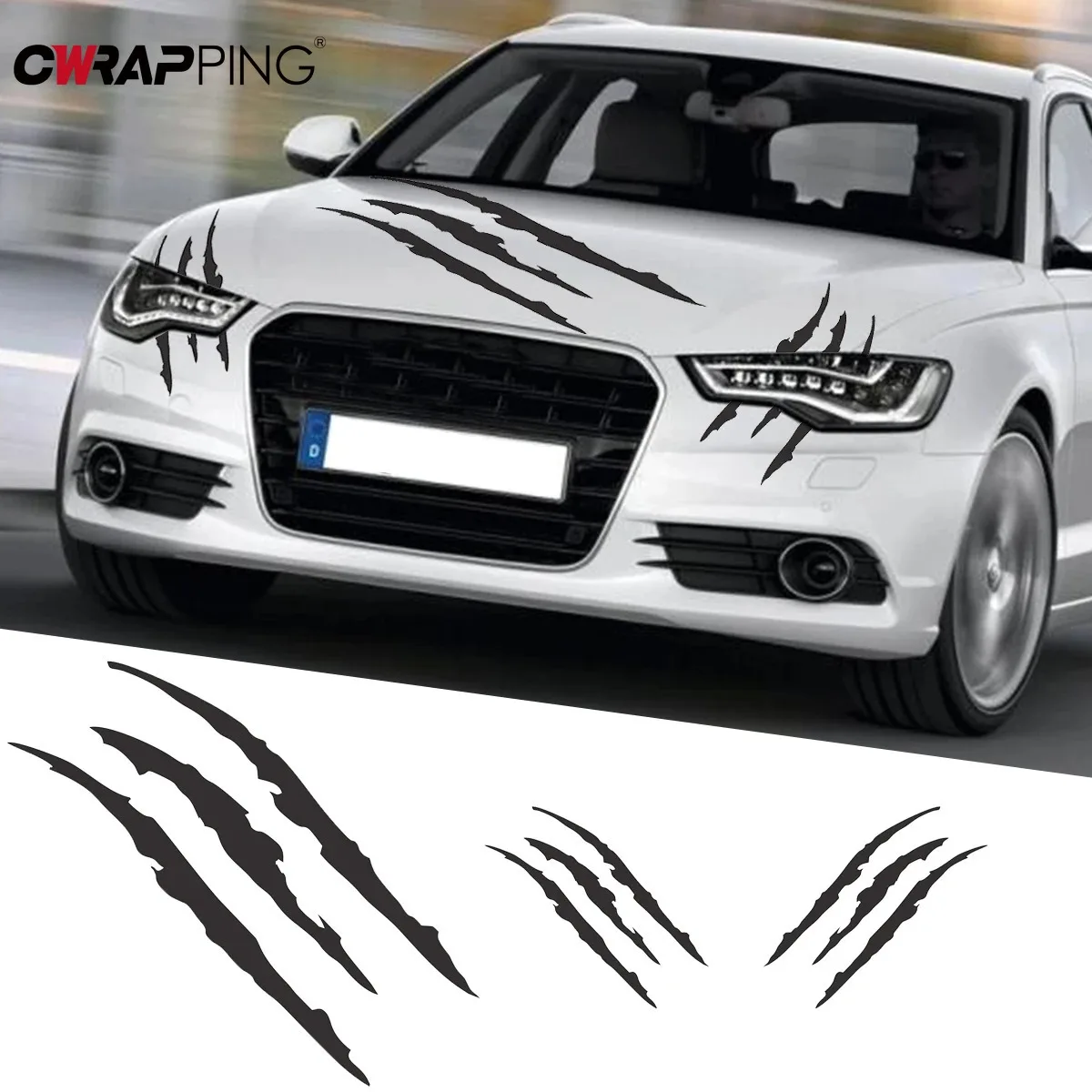 Naklejki samochodowe Wolf Claw Naklejka winylowa na maskę samochodu Kreatywna naklejka dekoracyjna reflektora Monster Claw Scratches Vinyl Film Auto Decoration