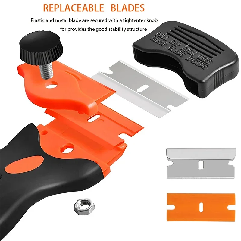 ทําความสะอาด Scraper กระจกหน้าต่างเซรามิค Scraper 2 ใบมีดพลาสติก Handle ยานยนต์ฟิล์มสติกเกอร์ Remover