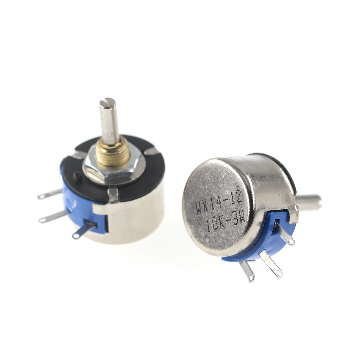 1Pcs WX14-12 3W Single Coil Wound Potentiometer Without Locking 470 Ohm 1K 2K2 4K7 10K Lap Wirewound Potentiometers