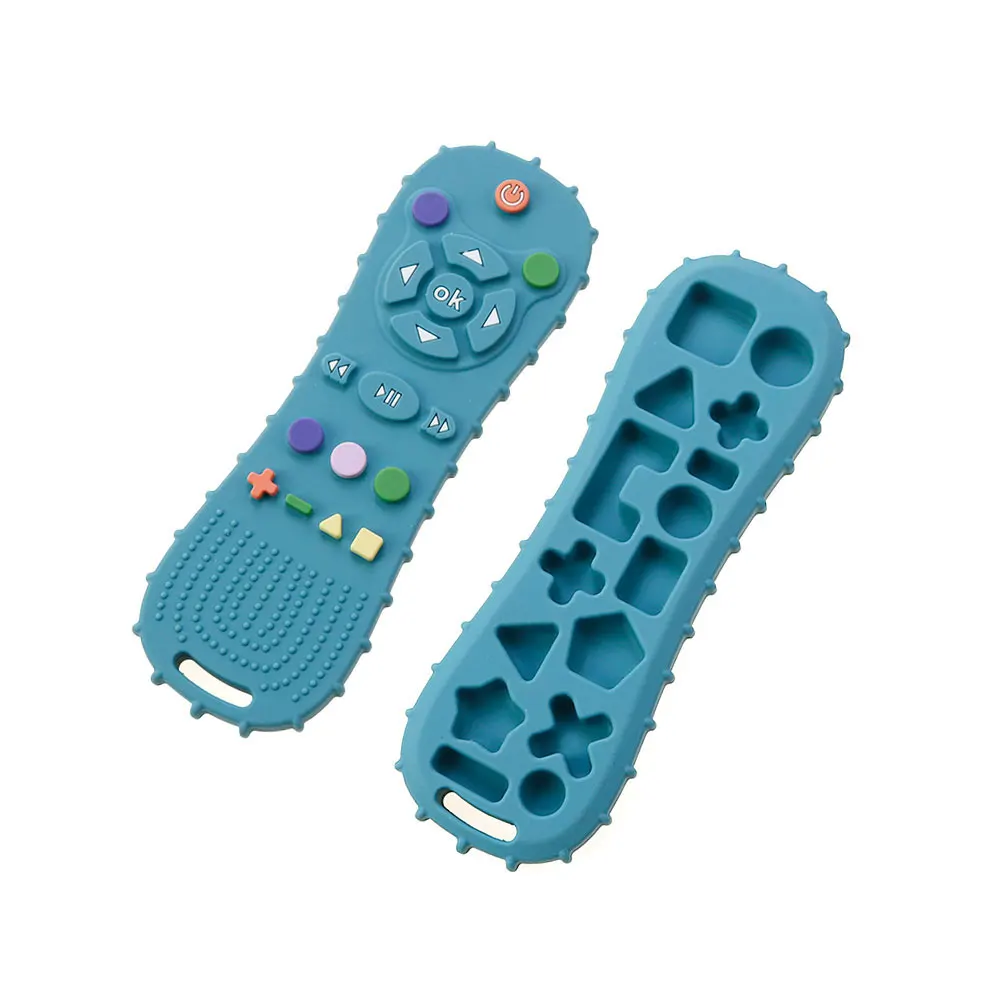 Mordedor de silicona Montessori para bebé, juguetes educativos para la dentición con forma de Control remoto para niños y niñas, regalo de Navidad
