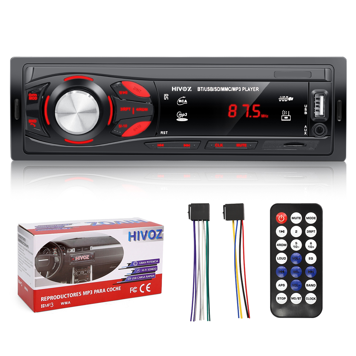 ブルートゥース付きカーラジオ,ハンズフリー通話,mp3プレーヤー,フェイクバー,USB,ダッシュボードキット,ステレオオーディオ,Tfカード,HIVOZ-1 din