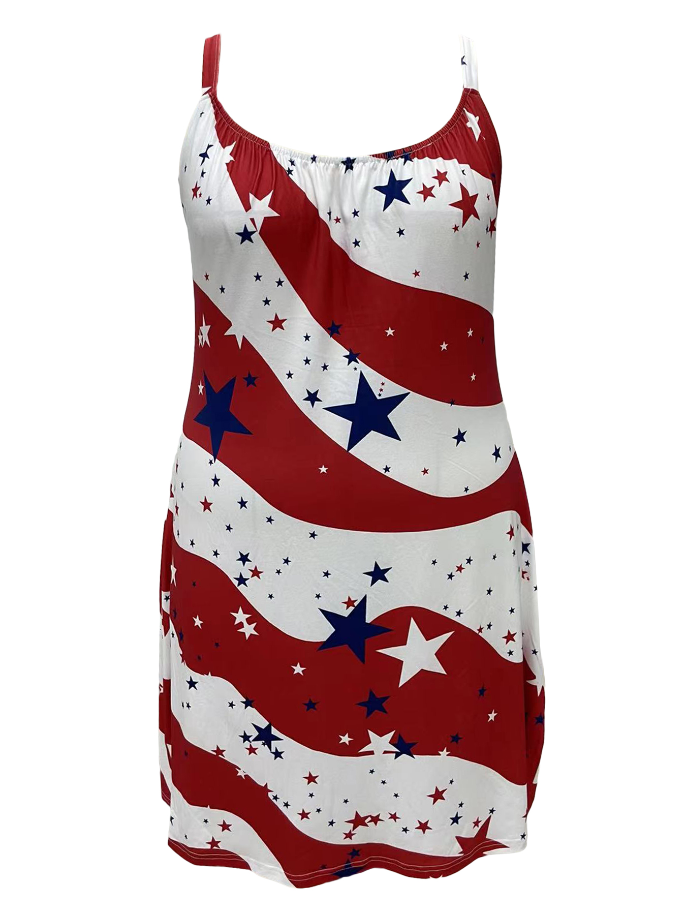 Plus Size Star Print Slip Kleid lässig ärmelloses Kleid mit Rundhals ausschnitt für Frühling & Sommer Damen Plus Size Kleidung