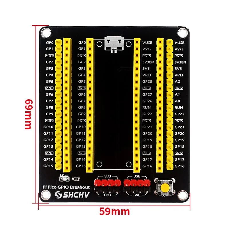 Плата расширения Raspberry Pi Pico, адаптер расширения GPIO, встроенные штыри «папа» и «мама» для RPI Pico 2 Вт