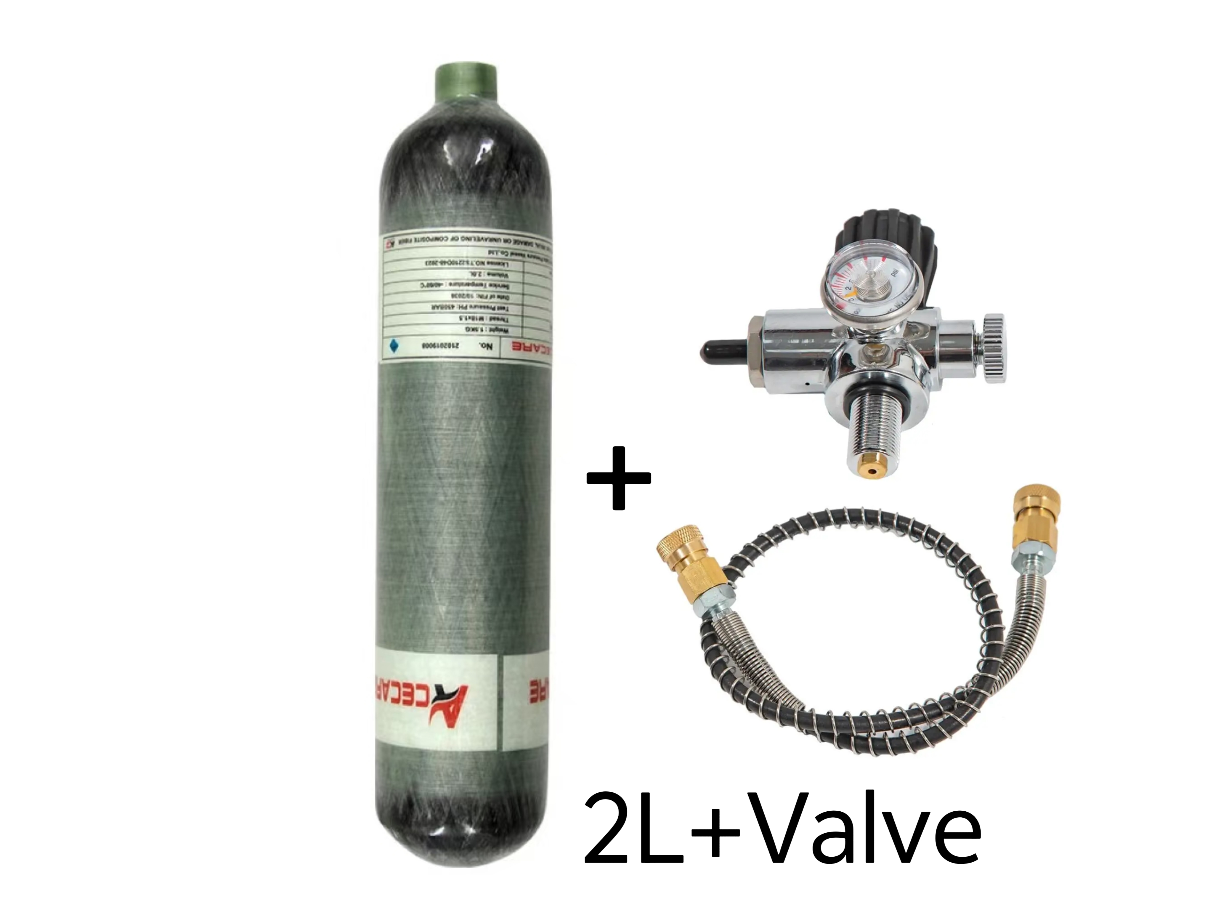 ACECARE 2L Kohlefaser-Zylinder 4500 psi 300 Bar HPA-Tank Hochdruckzylinder mit Regelventil zum Tauchen M18 * 1,5