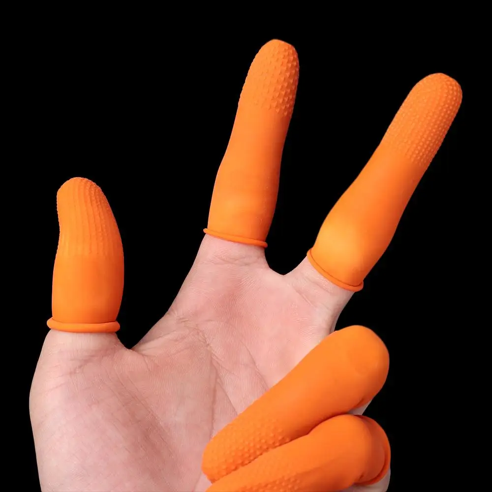 100PCS Reusable Finger Cover Natural Rubber Gloves Non-Slip Anti-Static Latex Finger Cots Fingertips Protector Gloves Nail Tools