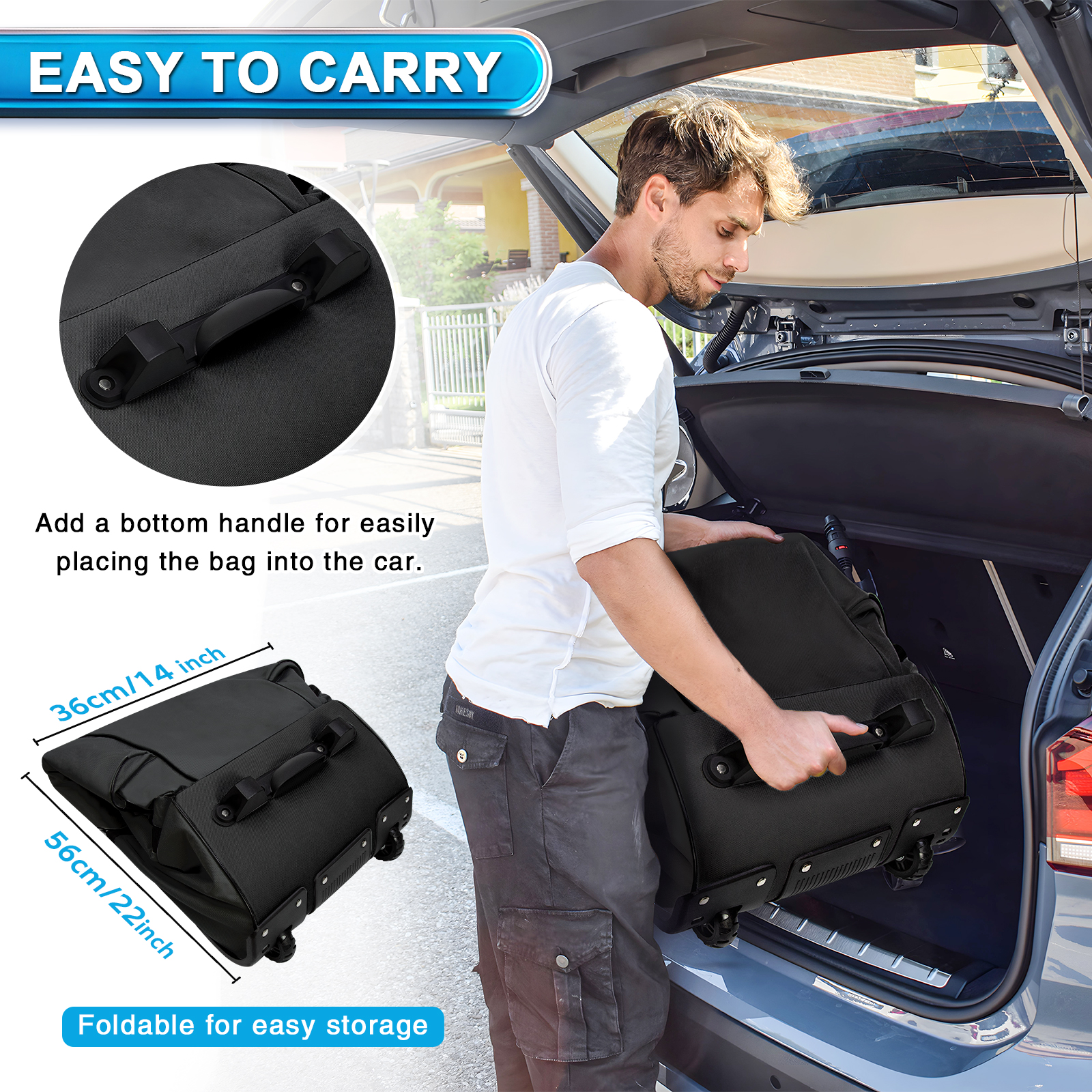 オックスフォードポリエステル製トラベルバッグ,頑丈,耐摩耗性,ホイール付きの優れたジッパー,ソフトサイド,折りたたみ式ゴルフケース,900d