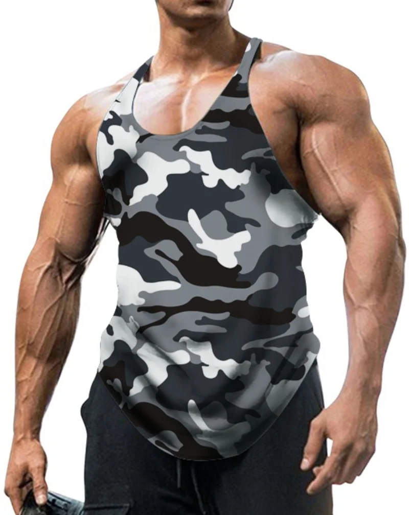 Clearance_Colete masculino de camuflagem fina sem mangas vintage esportivo fitness para treinamento_Visagens contínuas