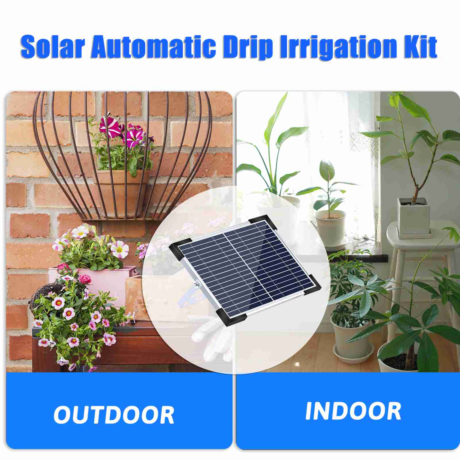 Kit de irrigação por gotejamento automático solar, sistema de irrigação automática para jardim, 7 modos de temporização, 30 modos de rega