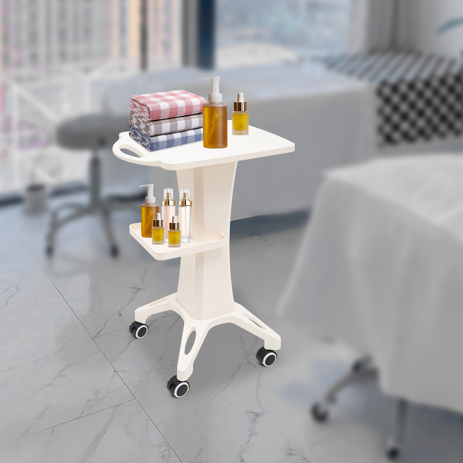 Salonwagen mit geräumiger Stauraum, Kapazität 88,18 Pfund, leicht zu reinigen, stoßfestes ABS-Design