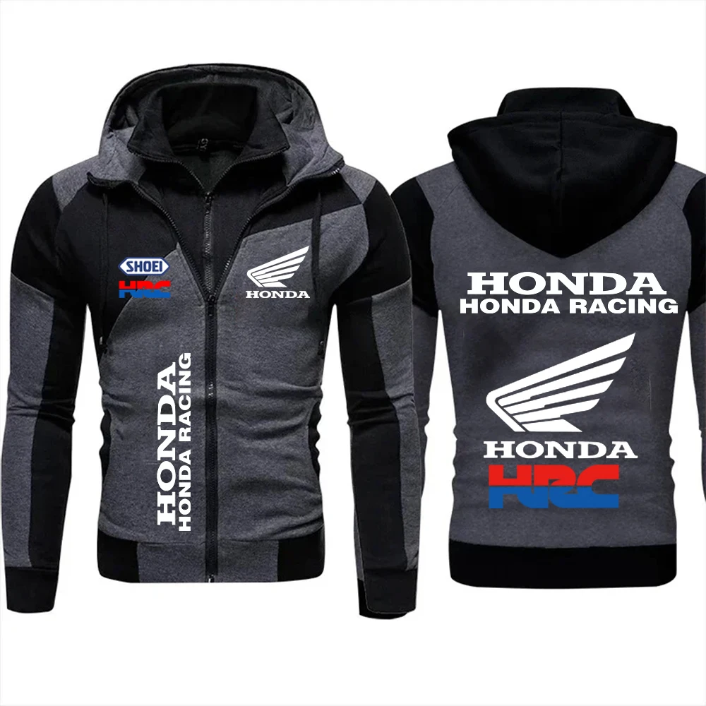 Толстовка с капюшоном Honda, мотоциклетная куртка, толстовка с принтом логотипа Honda Wing, пуловер, модная байкерская куртка, мужская одежда, толстовка на молнии на заказ