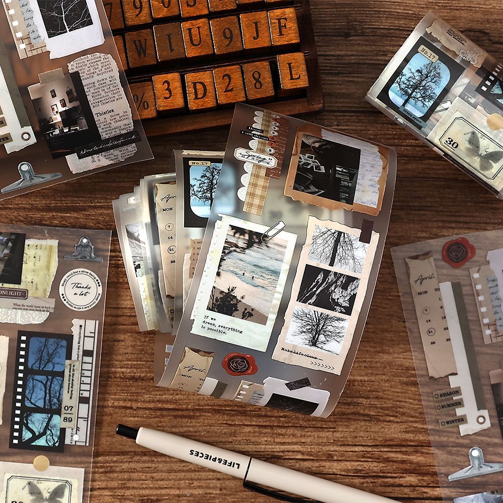 1pcs/1lot Decorative Adhesive Tapes  Image Poetry Junk Journal DIY Paper Japanese Masking Scrapbooking Stickers