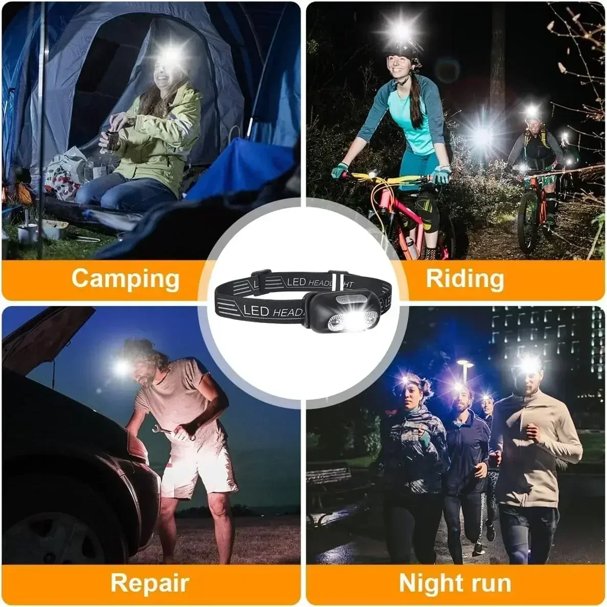 Starke Licht Scheinwerfer Tragbare LED Sensor Scheinwerfer USB Aufladbare Kopf Taschenlampe Outdoor Camping Angeln Notfall Laterne