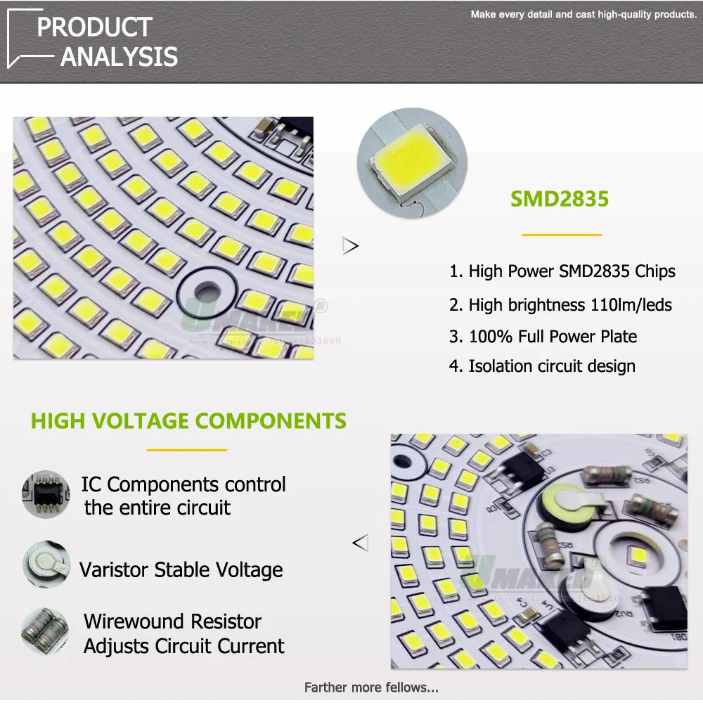 Płytka LED PCB SMD2835 COB Chips 220V Full Power 100W 50W No Need Driver Ligh Source Board Linear For High Bay Lamp DIY Replace