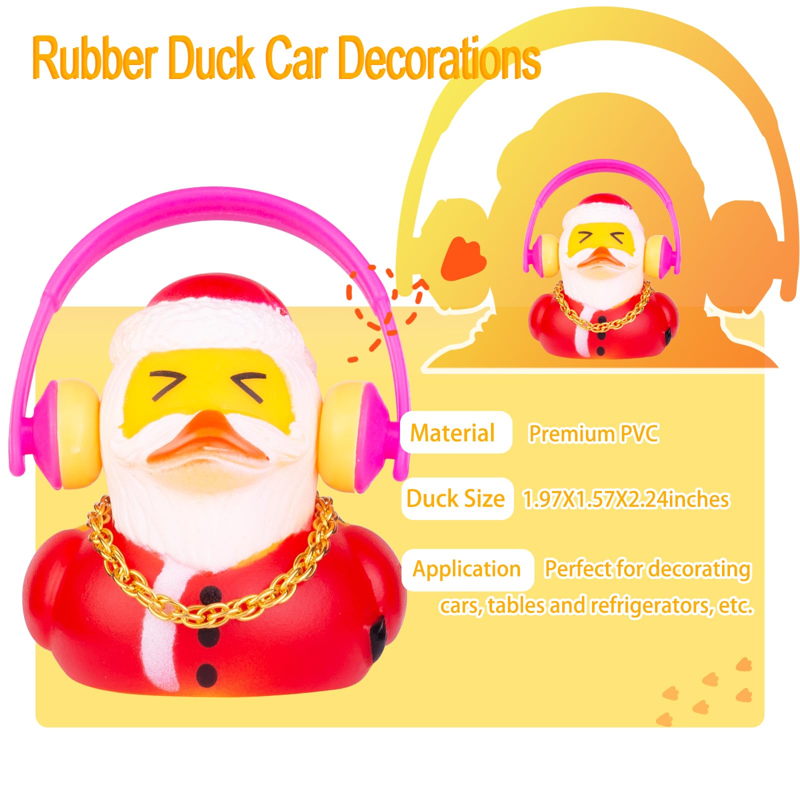 Christmas Rubber Duck Car Duck Dashboard Ornaments Yellow Duck Car Dashboard Decorations for Christmas Decor Car Duck