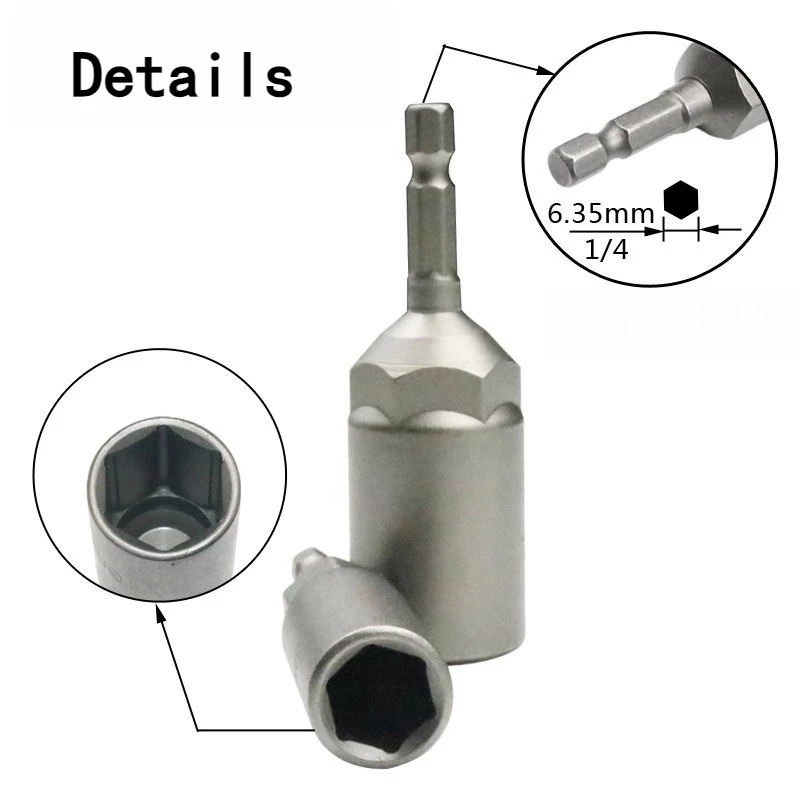5/10/15 Pz 80mm Approfondisci Power Nut Driver Set di punte da trapano 5.5-19MM Adattatore per presa a impatto per utensili elettrici 6.35MM Codolo esagonale