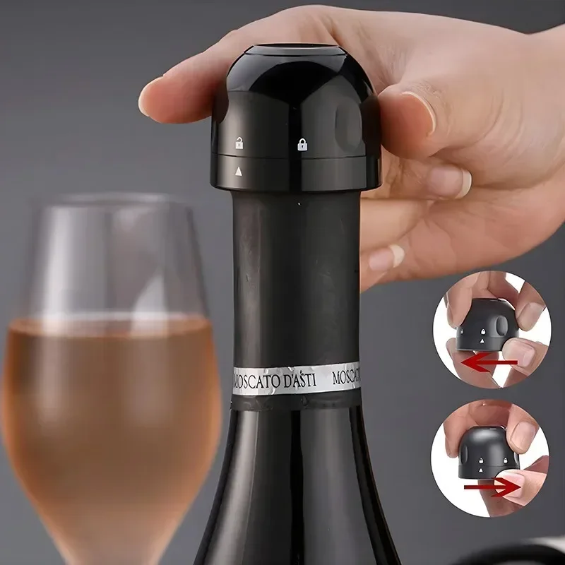 Vacuum Red Wine Champagne Stopper Rotating Lock Bottle Stopper Sparkling Wine Sealing Plug Household Red Wine Cork Bar Tool