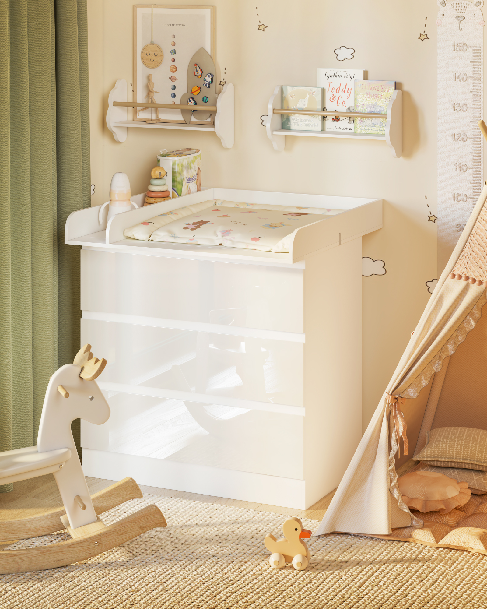 Table de commode pour enfants, 80x8,5x74,5 cm