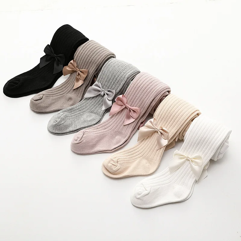 Pantimedias para bebés recién nacidos de 0 a 4 años, medias ajustadas de algodón para chico, primavera y otoño, medias para niñas, hermosa malla con lazo