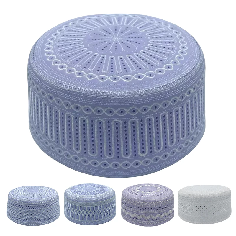 Verão malha ventilada chapéus muçulmanos leve conforto chapéus de oração turbante muçulmano homem lenço hijab bonnet judeu índia bonés