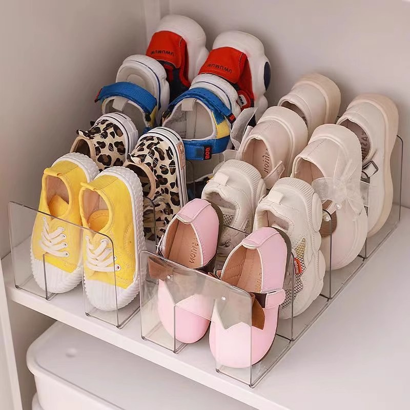 1pc Acrylic Children'S Shoe Organizer, 4-Compartment Transparent Shoe Rack,Baby Shoe Storage Shelf, for Various Room Types