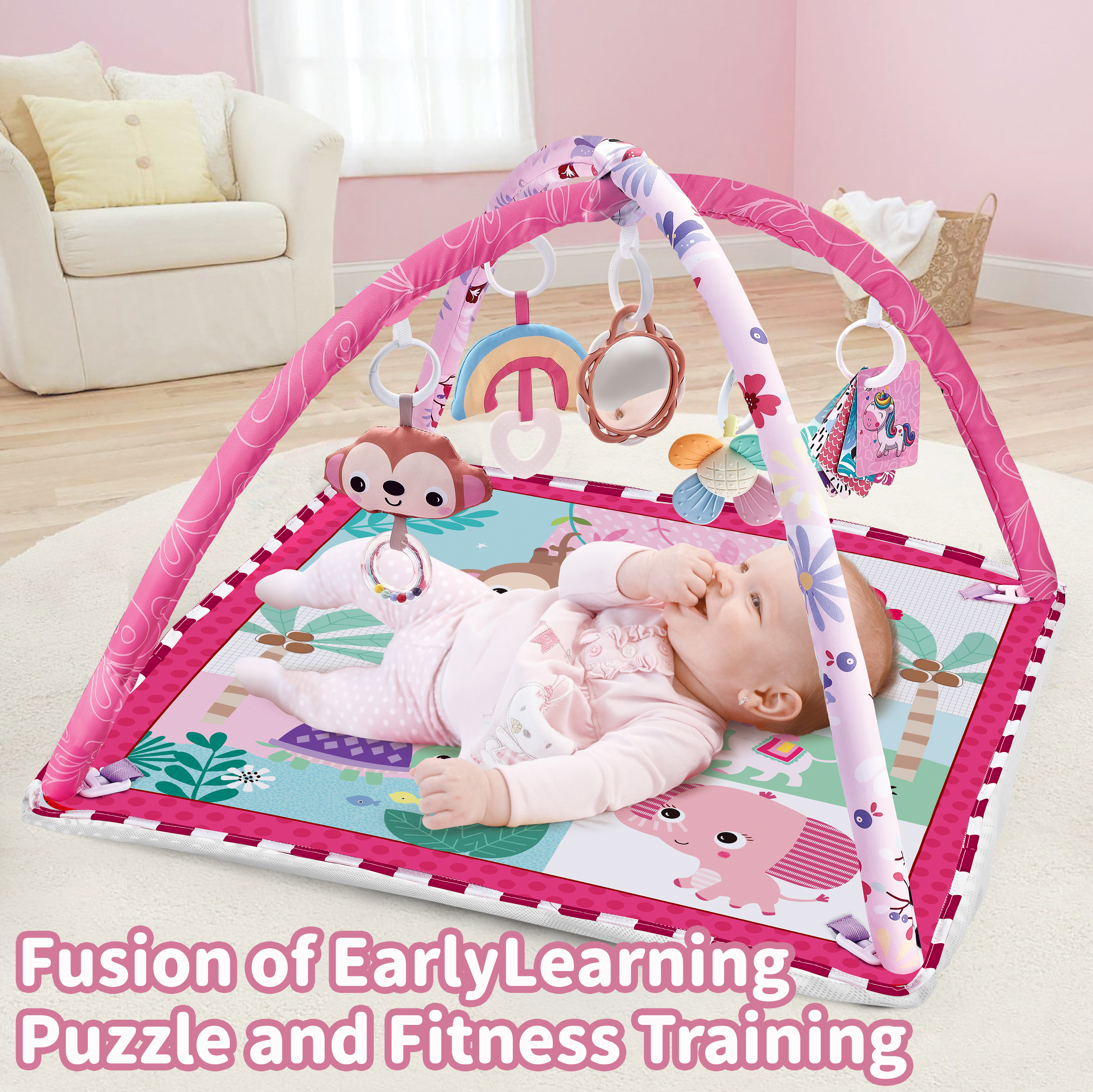 ベビーフィットネスフレームおなかタイムクロールゲームブランケットベビープレイジム早期教育フェンスクロールマットベビープレイマット0-36ヶ月