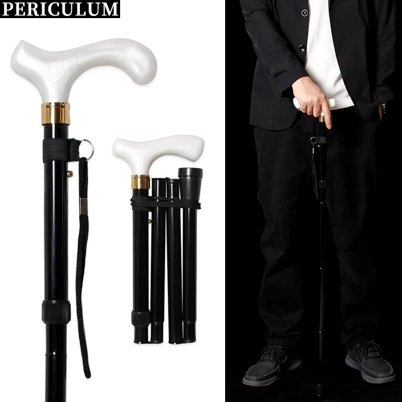 2 Stile, 87 cm bis 97 cm, verstellbarer und zusammenklappbarer Gehstock für Männer und Frauen, weißer Harzgriff, schwarze Gehstöcke aus Aluminiumlegierung