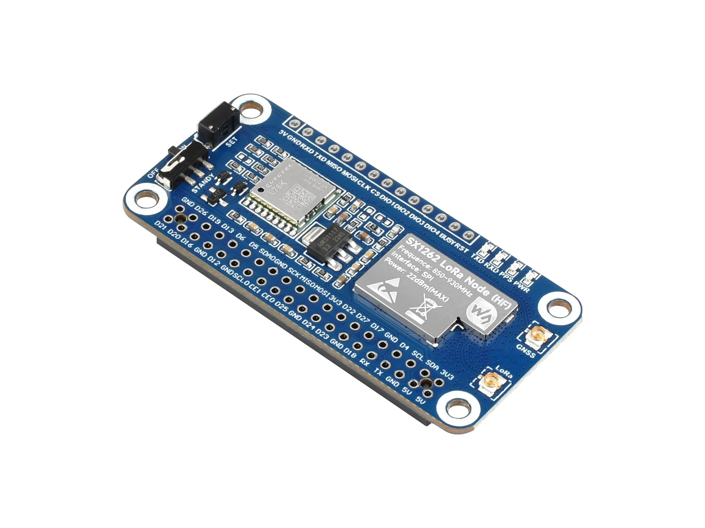 Waveshare SX1262 LoRaWAN Node โมดูลบอร์ดขยายแม่เหล็ก CB เสาอากาศ, ตัวเลือกสําหรับความถี่ GNSS สําหรับ Raspberry Pi