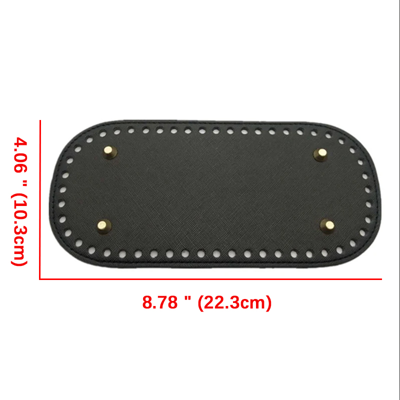 Fond Long 22x10cm pour sac tricoté, Base de sac en cuir PU, fond fait à la main avec trous, accessoires de fond de sac en Crochet pour bricolage