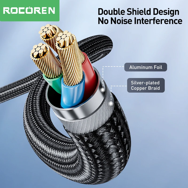 Rocoren usb tipo c para 3.5mm jack aux áudio macho cabo de extensão de fone de ouvido digital adaptador plug conversor fio para iphone 15 pro