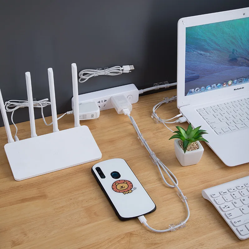 Clip per organizer per cavi Gestione dei cavi Desktop e workstation Gestione dei cavi in ABS Supporto per cavo Ricarica USB Linea dati Avvolgitore per bobina