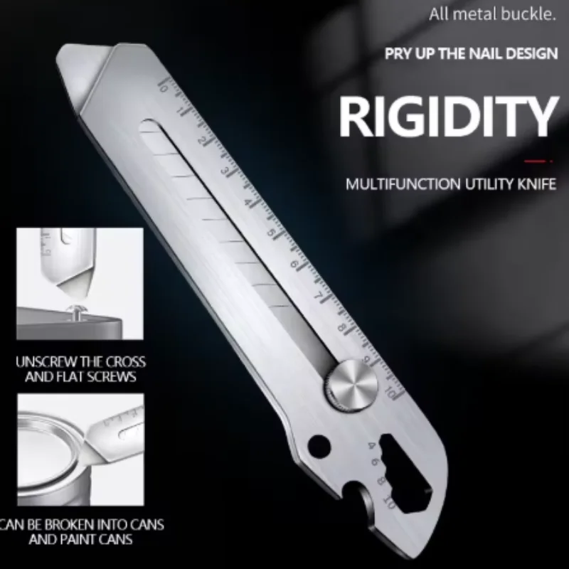 Coltello multiuso multiuso Taglierina per scatole retrattile completamente in acciaio inossidabile Heave Duty Coltello multifunzionale per carta da parati