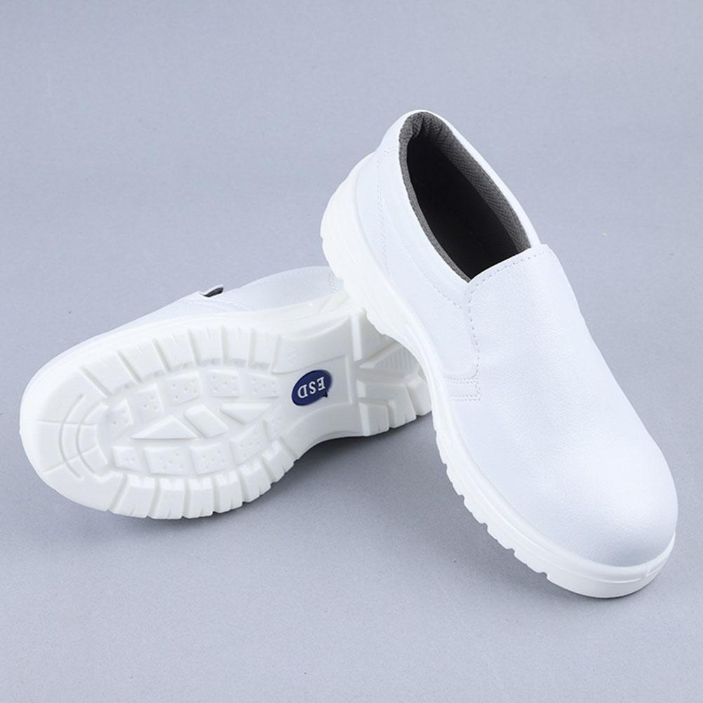 Dust-proof Anti-static Safety Shoes White Microfiber Mesh PU Sole Breathable Workshop Shoes Stahlkappe Secure Fire