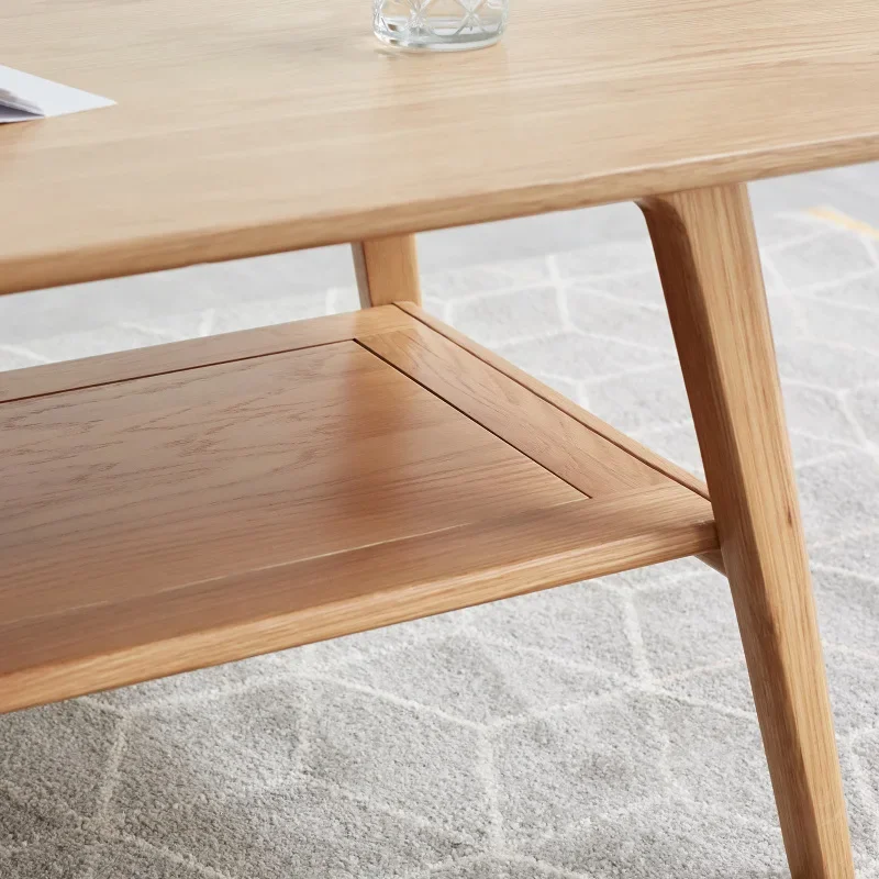 Mesa retangular moderna, mesa de madeira com armazenamento, 4 gavetas maciças, totalmente montadas, branco de carvalho, 51 polegadas
