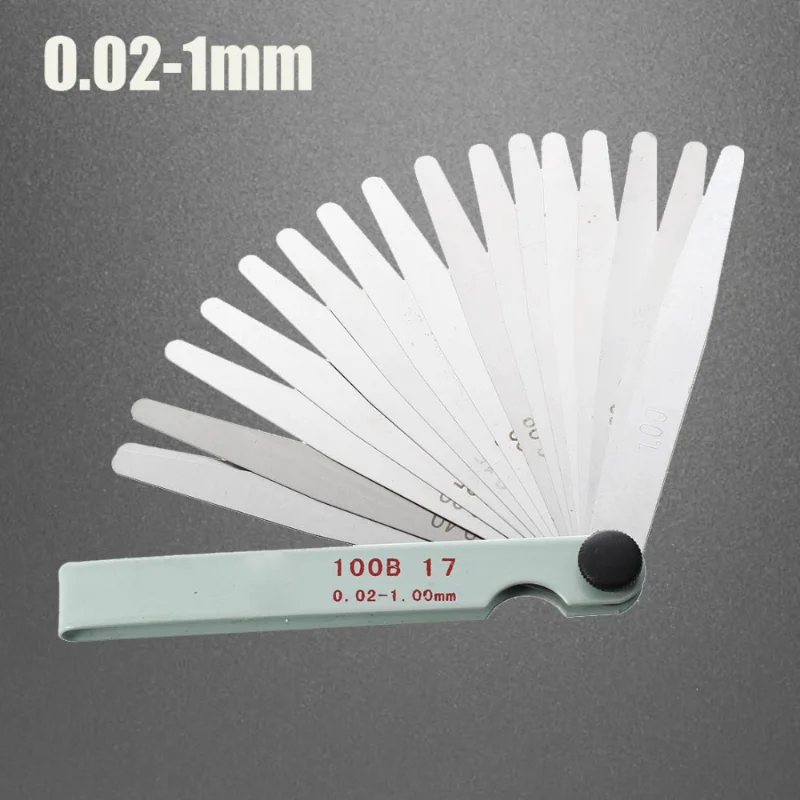 Medidor de folga de 17 lâminas, enchimento de lacunas métricas, ferramenta de medição de calibre de 0.02-1.00mm para ajuste de válvula de motor