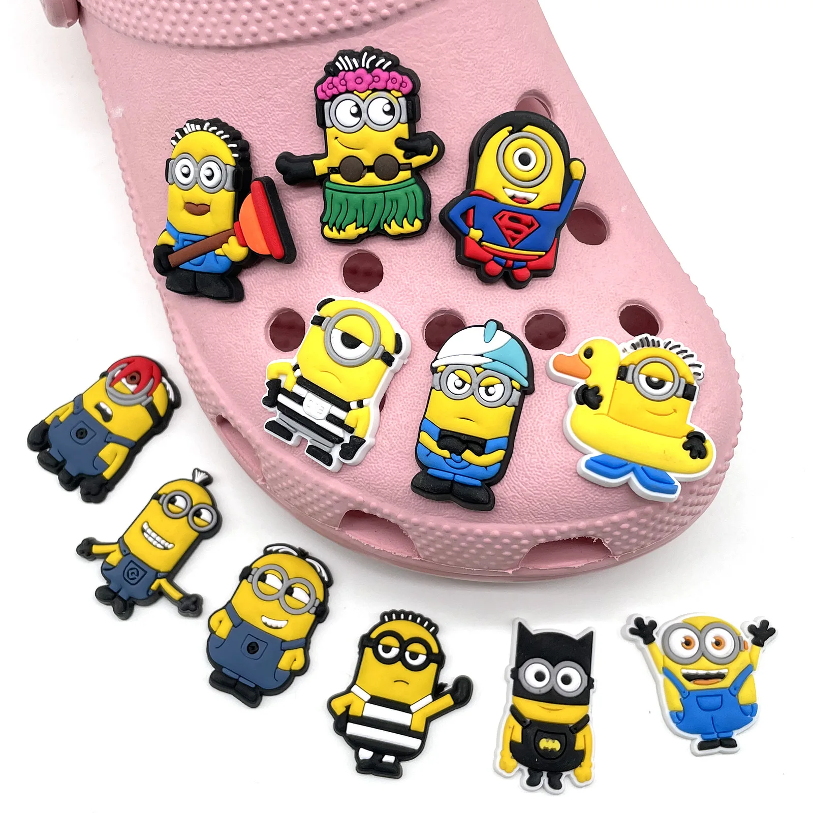 MINISO 12pcs Cute Cartoon Shoe Charms for Clogs Bubble Slides Sandals PVC Shoe Decorations Accessories for Christmas Gift