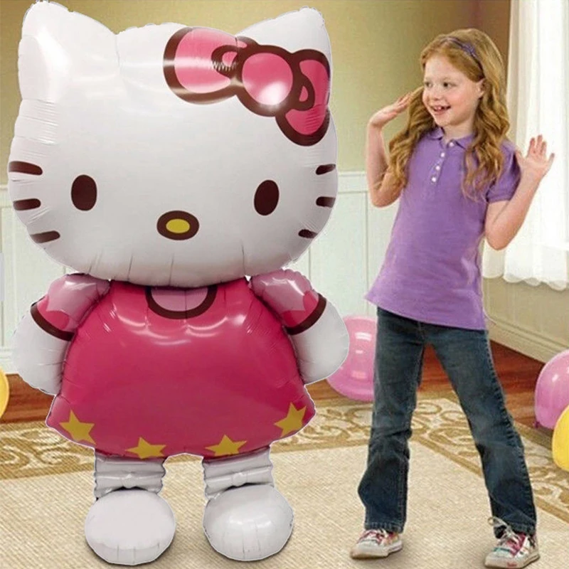 Globo de papel de aluminio de Hello Kitty de 40 pulgadas, globo de fiesta temático de gato de gatito de dibujos animados, decoración de fiesta de cumpleaños para niños y niñas, Baby Shower, boda