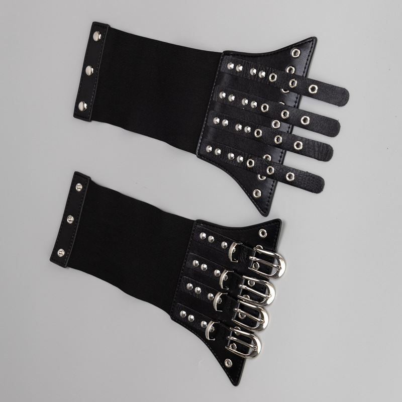 Cintura elástica feminina fivela parafuso prisioneiro decoração exterior usar cinto para senhora botão de imprensa conectar cummerbund acessórios de roupas