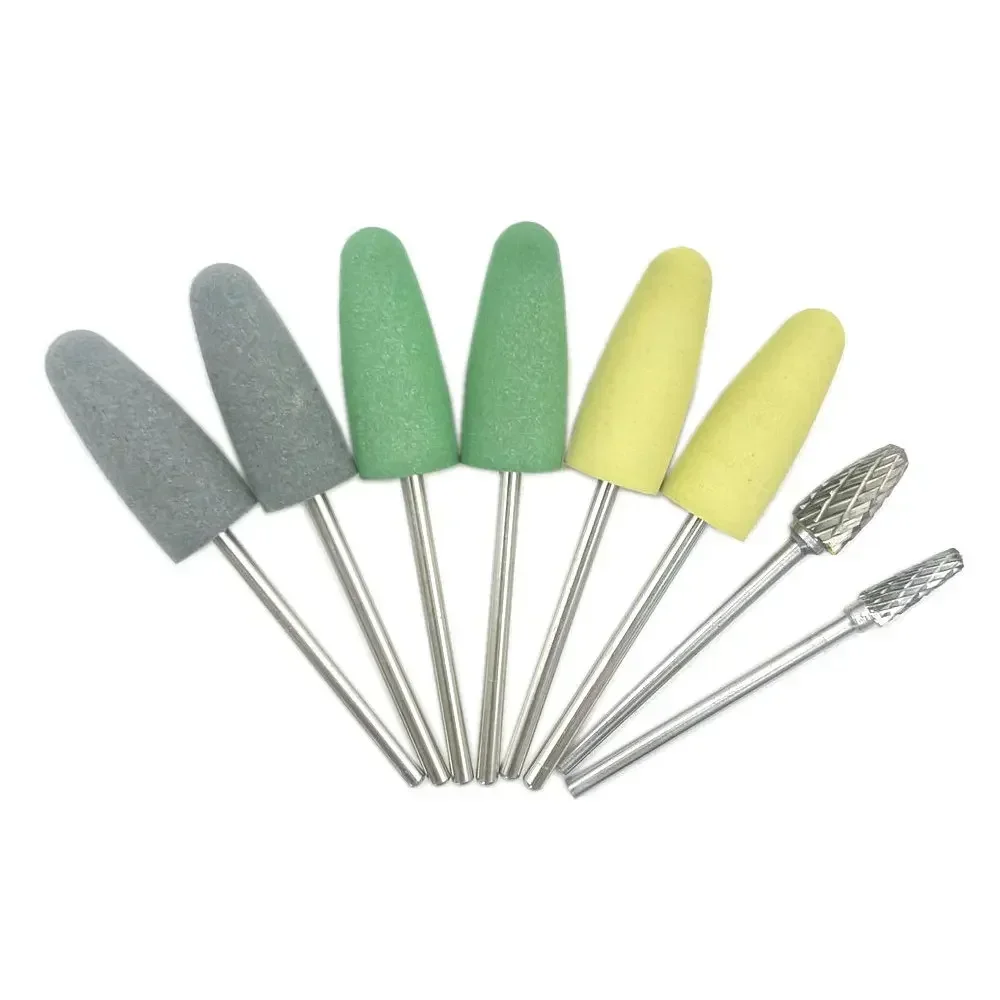 Tandheelkundige Hars Basis Acryl Polijstkit Boor Polijstmachine Roterende Gereedschappen 6 Stuks Silison Rubber Polish + 2 Stuks Wolfraamcarbide Polish