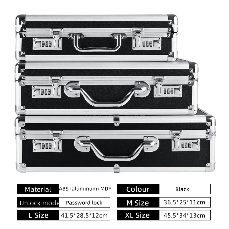 Portable Aluminum Tool Box Password Case Portable Equipment Toolbox Organizer Shockproof Safety Instrument Tool Case Suitcase