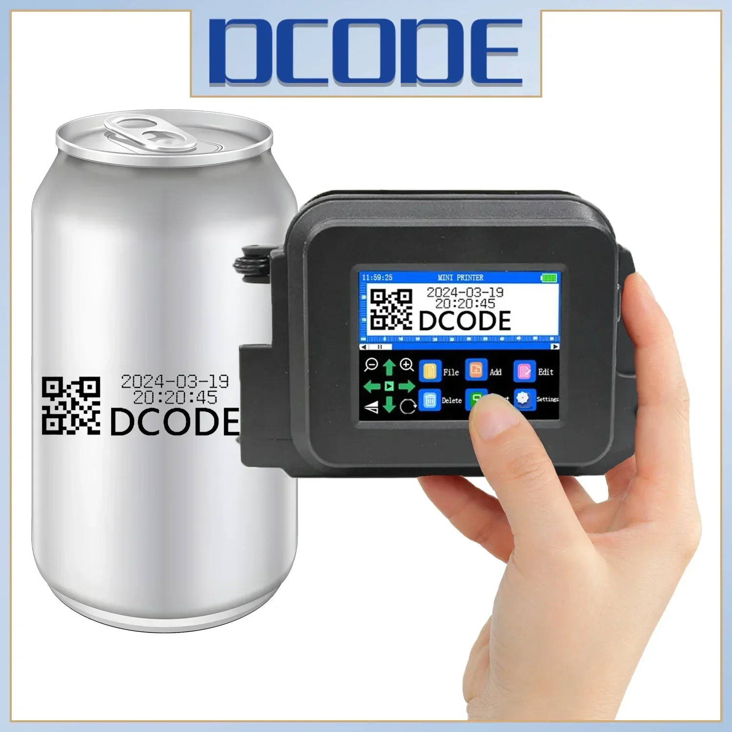 DCODE XMINI 12,7 mm przenośna mini drukarka ręczna drukarka atramentowa tekst QR kod kreskowy obraz numer partii Logo obraz maszyna kodująca