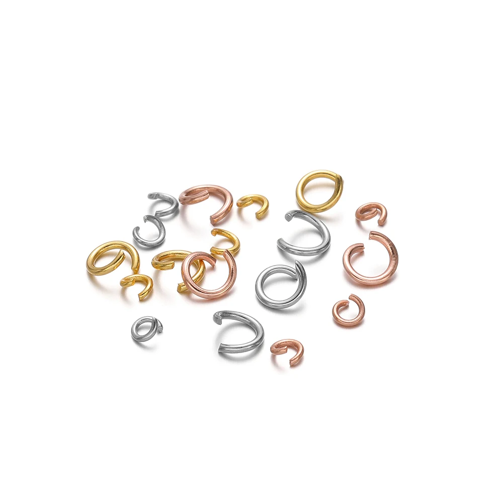 100 Uds. Anillos de salto abiertos de acero inoxidable, conectores de anillos de salto de bucle único para pulsera DIY, suministros para collares, fabricación de joyas a granel
