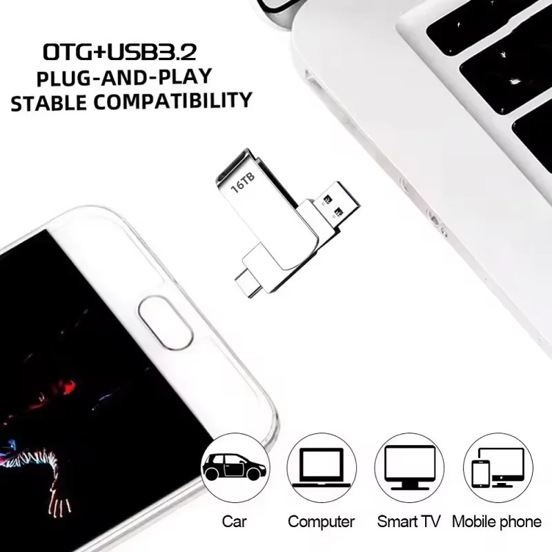 USB 3.2 Flash Drive 16TB High-Speed Transfer Pen Drive 2TB Large Capacity Waterproof Storage Devices 2025 New