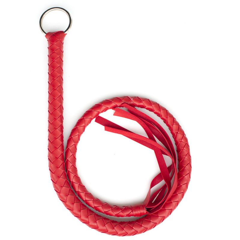 Látigo de caballo trenzado de cuero PU de 65CM, látigos de entrenamiento de caballos, mango con aro de hierro