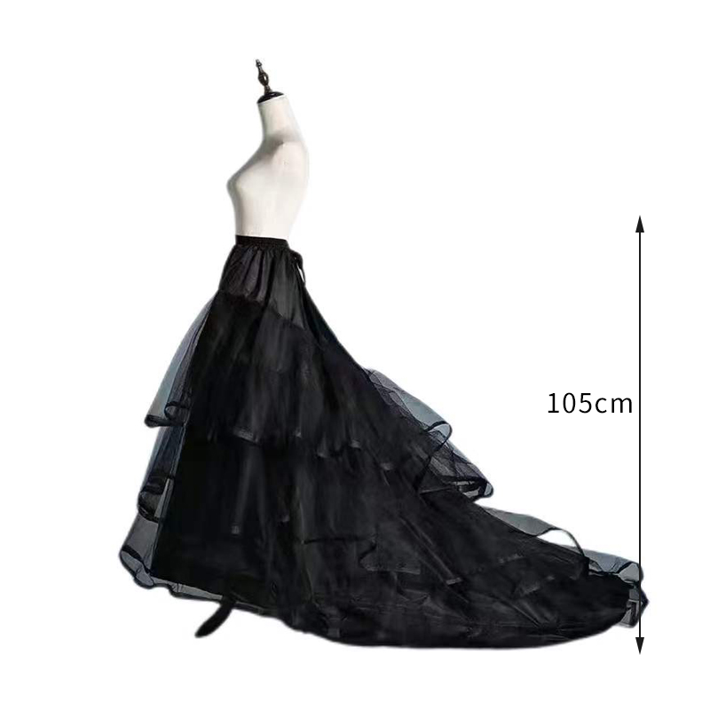 Jupon Long cerceau noir Crinoline robe de bal jupe sous-jupe accessoires de mariage