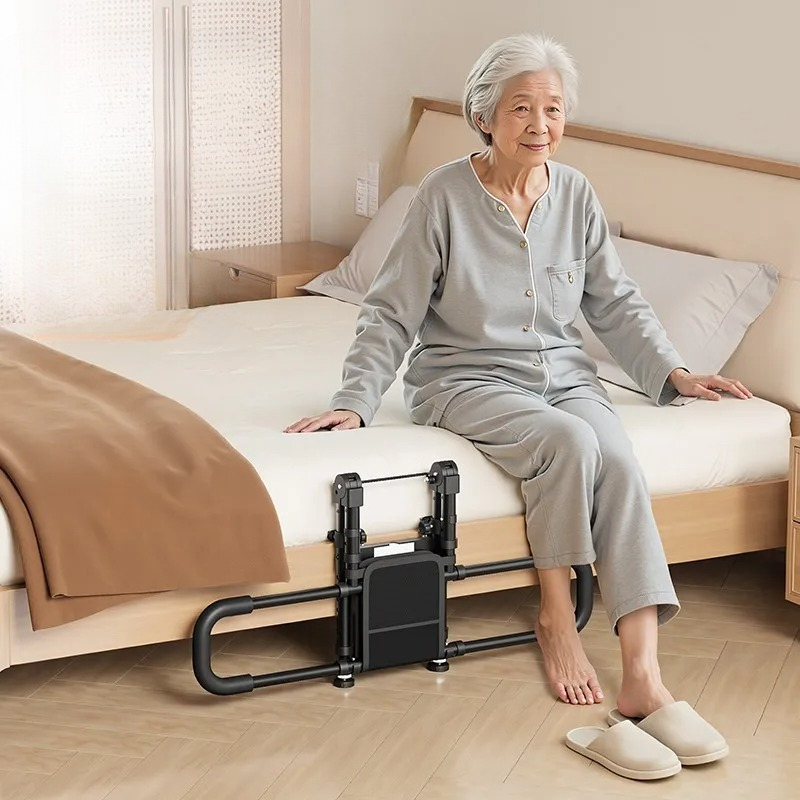 Guardrail de cama dobrável com luzes, cama barandal de cabeceira para idosos, trilhos de cama anti-queda com assistência reforçada para pessoas idosas